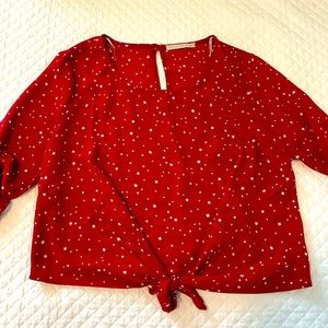 Star print red blouse